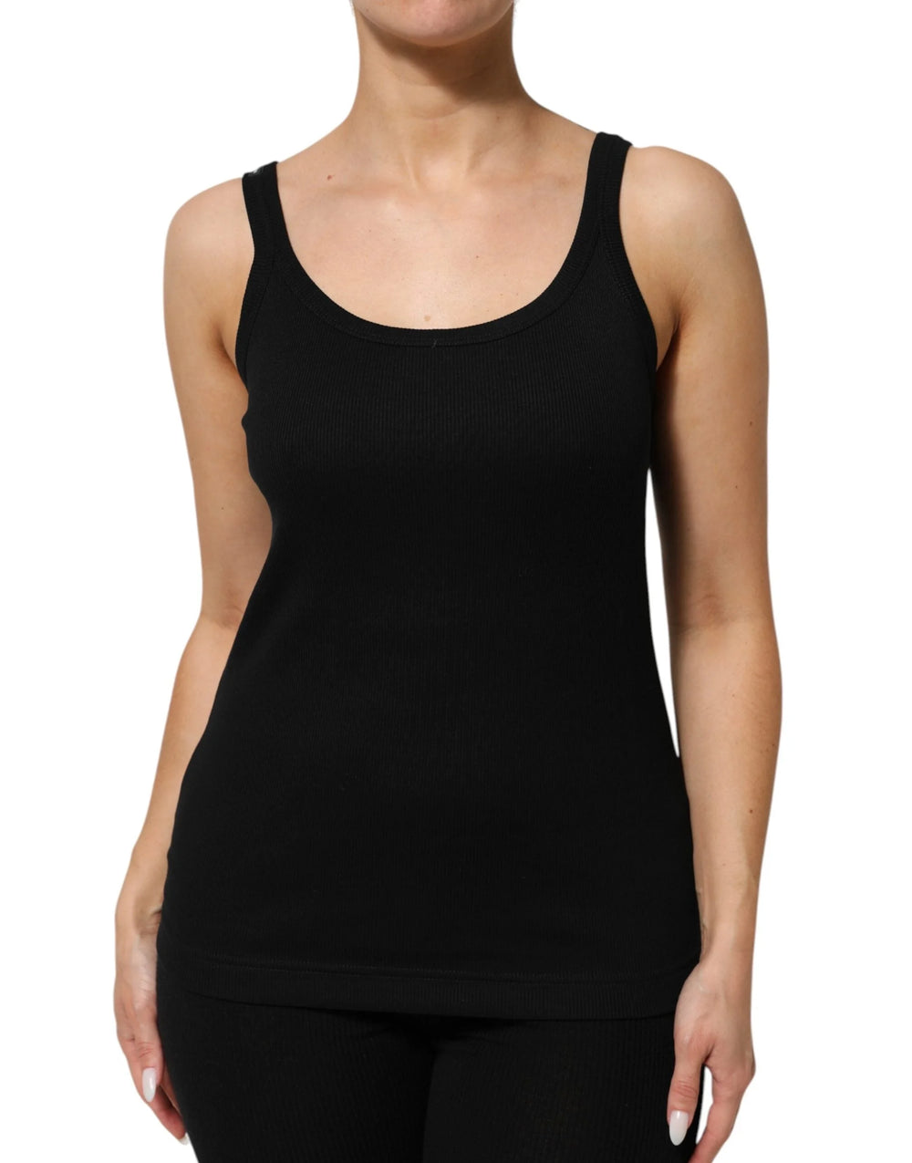 Dolce & Gabbana Black Cotton Sleeveless Women Tank Top - IT46|XL - Tank Tops