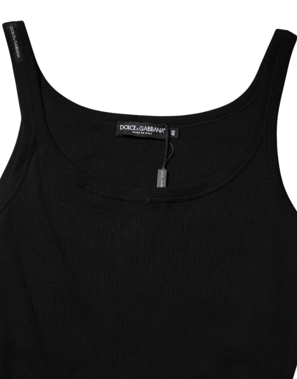 Dolce & Gabbana Black Cotton Sleeveless Women Tank Top - IT46|XL - Tank Tops