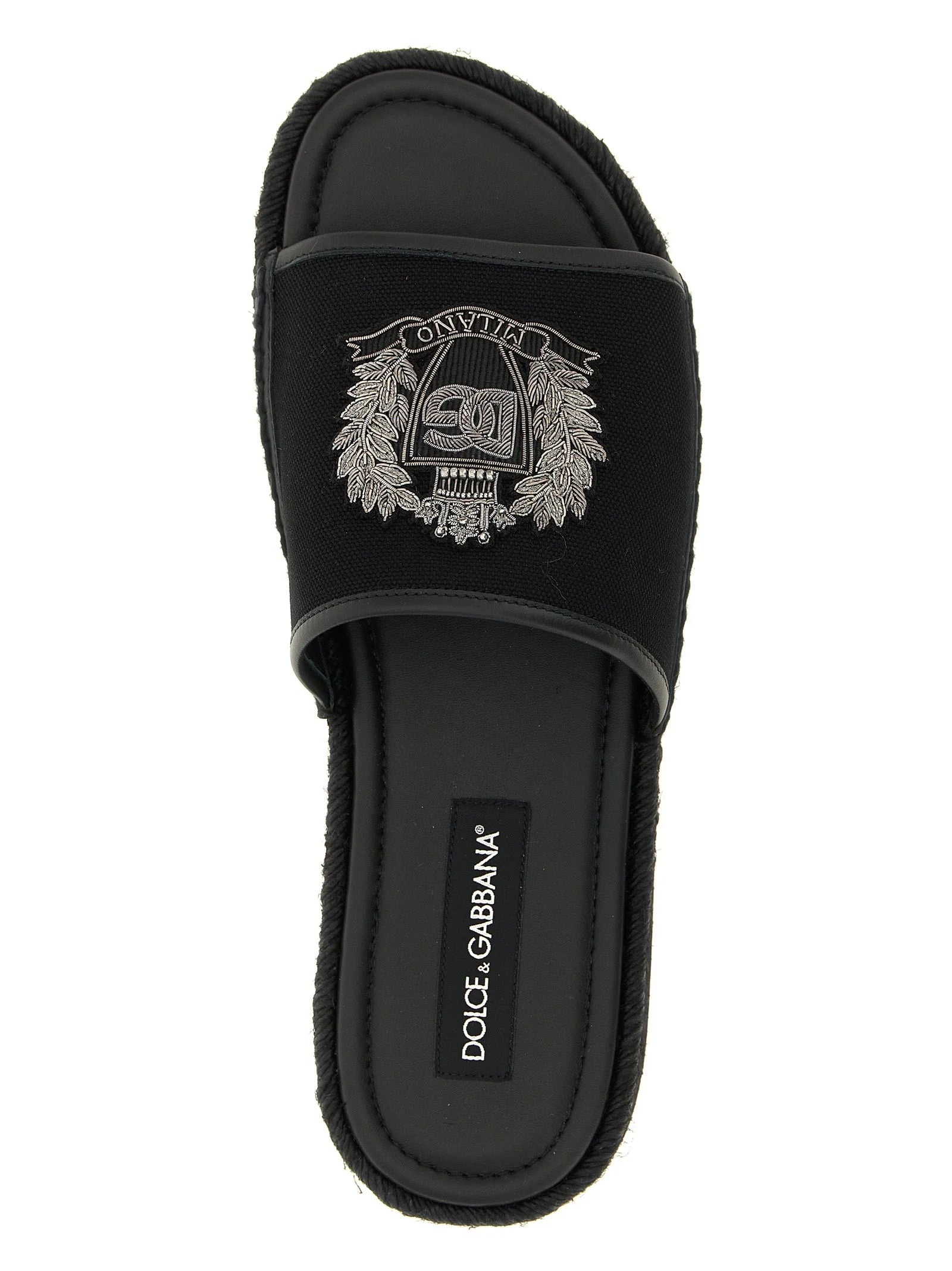Dolce & Gabbana Black Cotton Slides - EU 41 | US 8