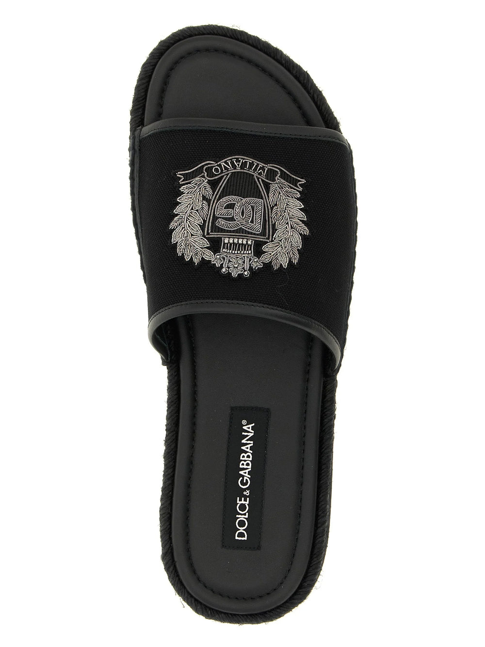 Dolce & Gabbana Black Cotton Slides - EU 41 | US 8
