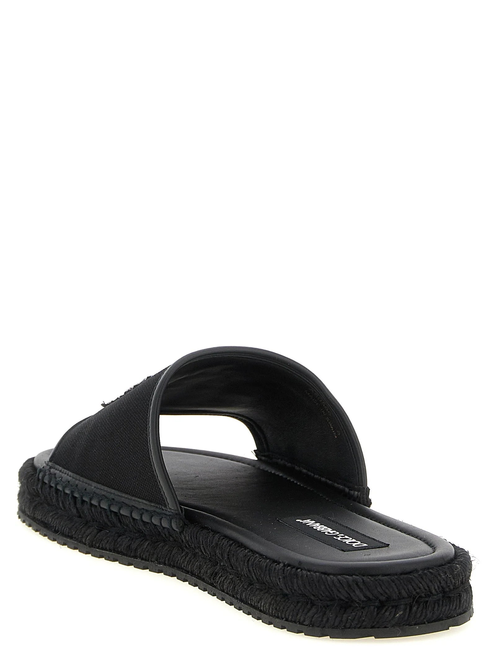 Dolce & Gabbana Black Cotton Slides - EU 41 | US 8