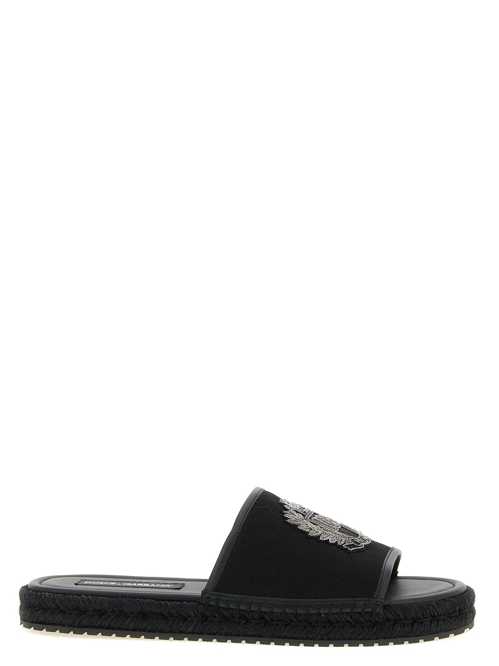 Dolce & Gabbana Black Cotton Slides - EU 41 | US 8