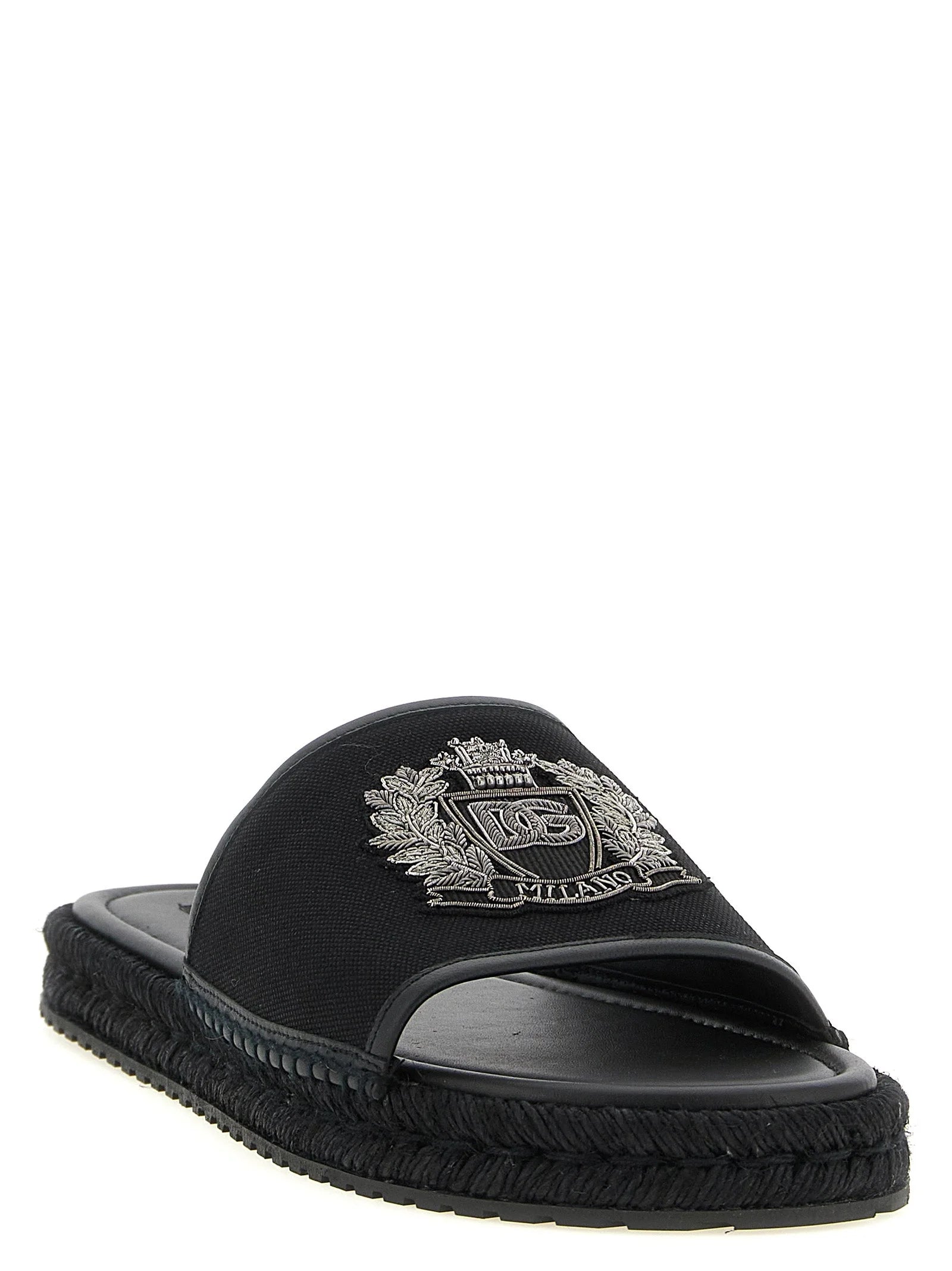 Dolce & Gabbana Black Cotton Slides - EU 41 | US 8