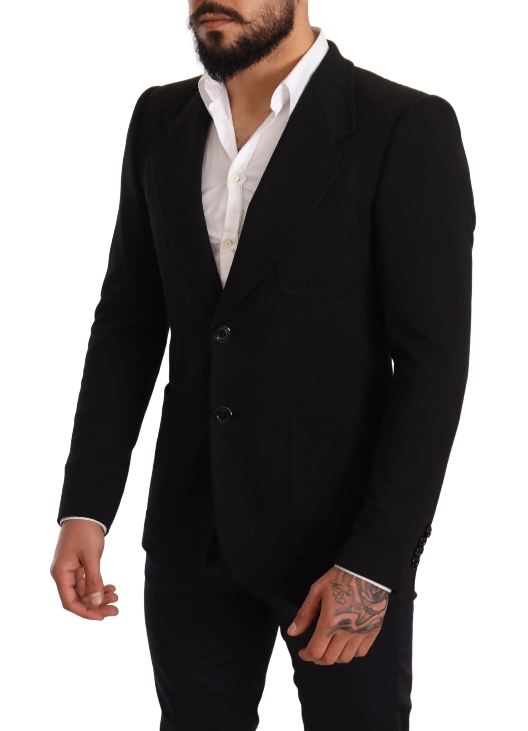 Dolce & Gabbana Black Cotton Slim Fit Coat Jacket Blazer - IT48 | M - Sport Jackets