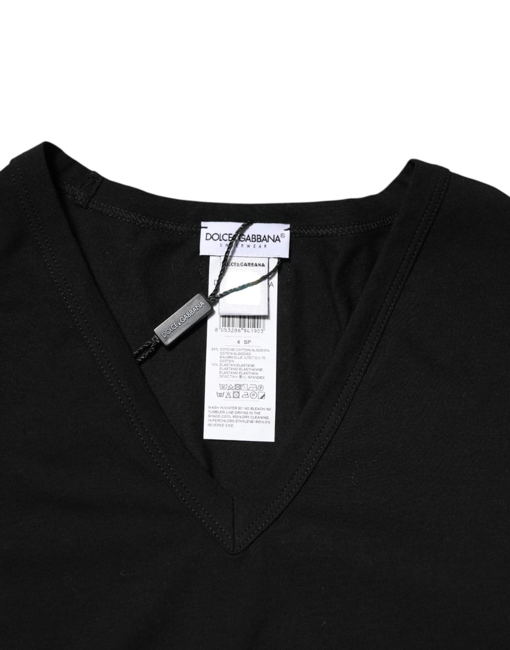 Dolce & Gabbana Black Cotton Slim Fit Men V-Neck Shirt T-shirt - IT4 | S - T-Shirts