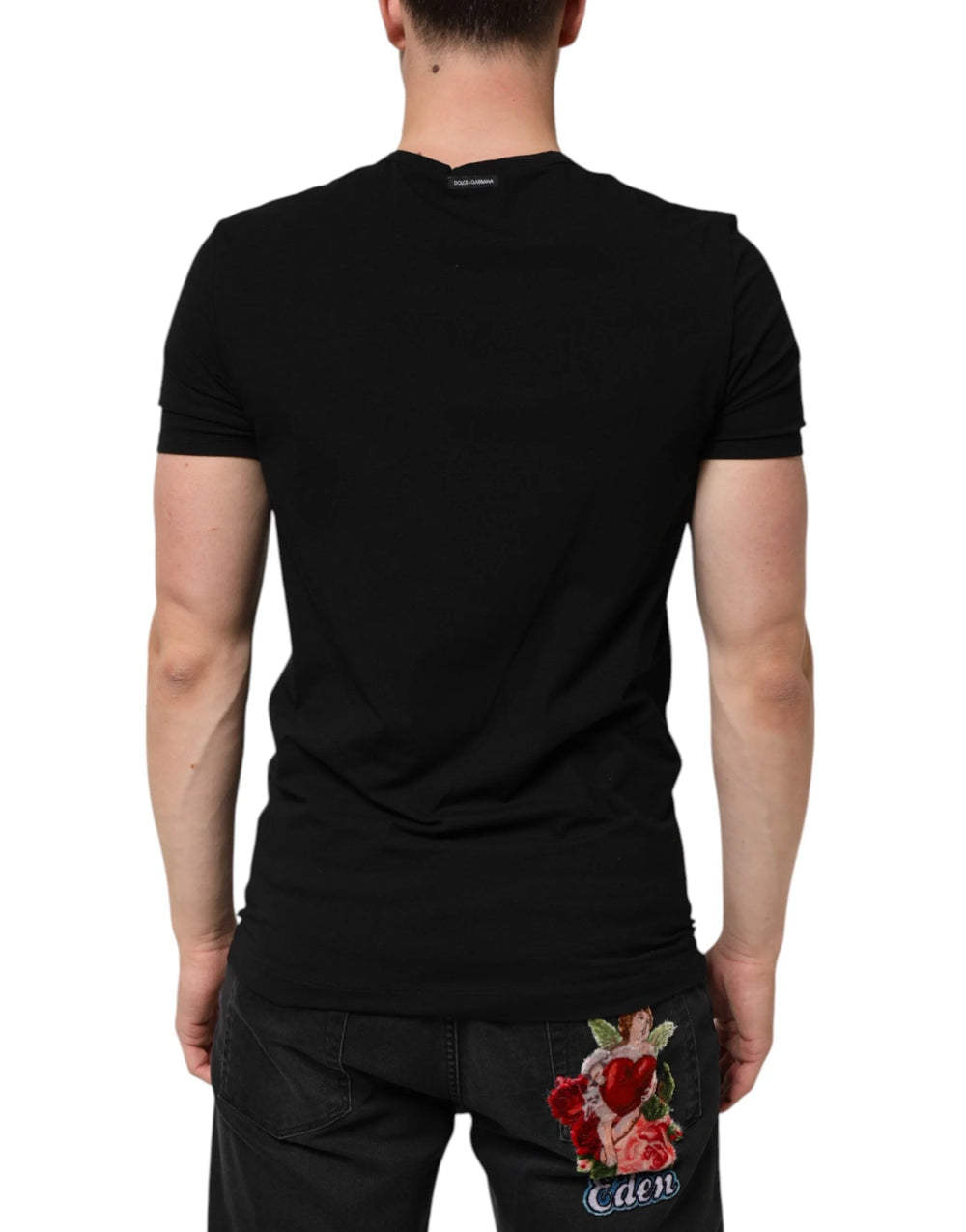 Dolce & Gabbana Black Cotton Slim Fit Men V-Neck Shirt T-shirt - IT4 | S - T-Shirts