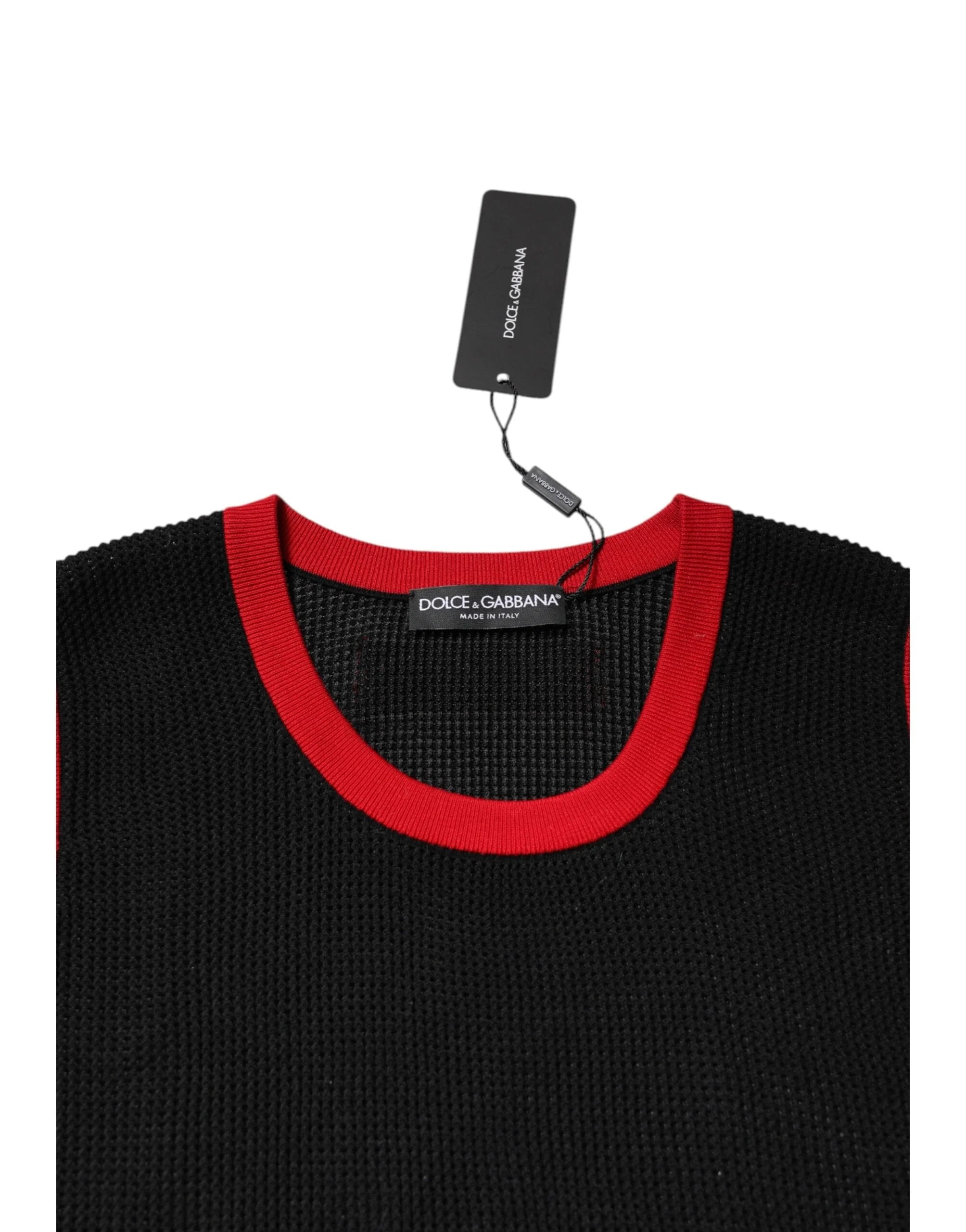 Dolce & Gabbana Black Cotton Slim Fit Round Neck T-shirt - IT48 | M - Tank Tops