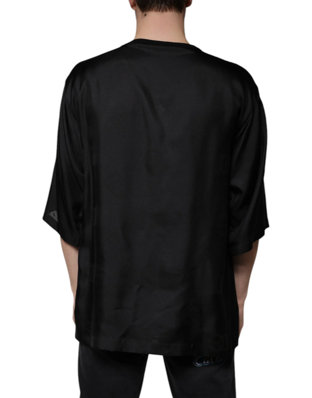 Dolce & Gabbana Black Cotton Square Neck Short Sleeve T-shirt - IT50 | L - T-Shirts