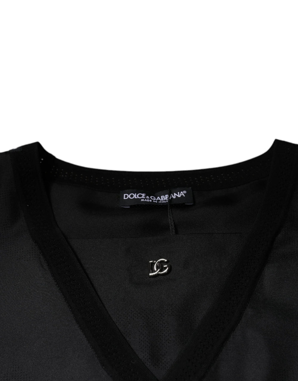 Dolce & Gabbana Black Cotton Square Neck Short Sleeve T-shirt - IT50 | L - T-Shirts