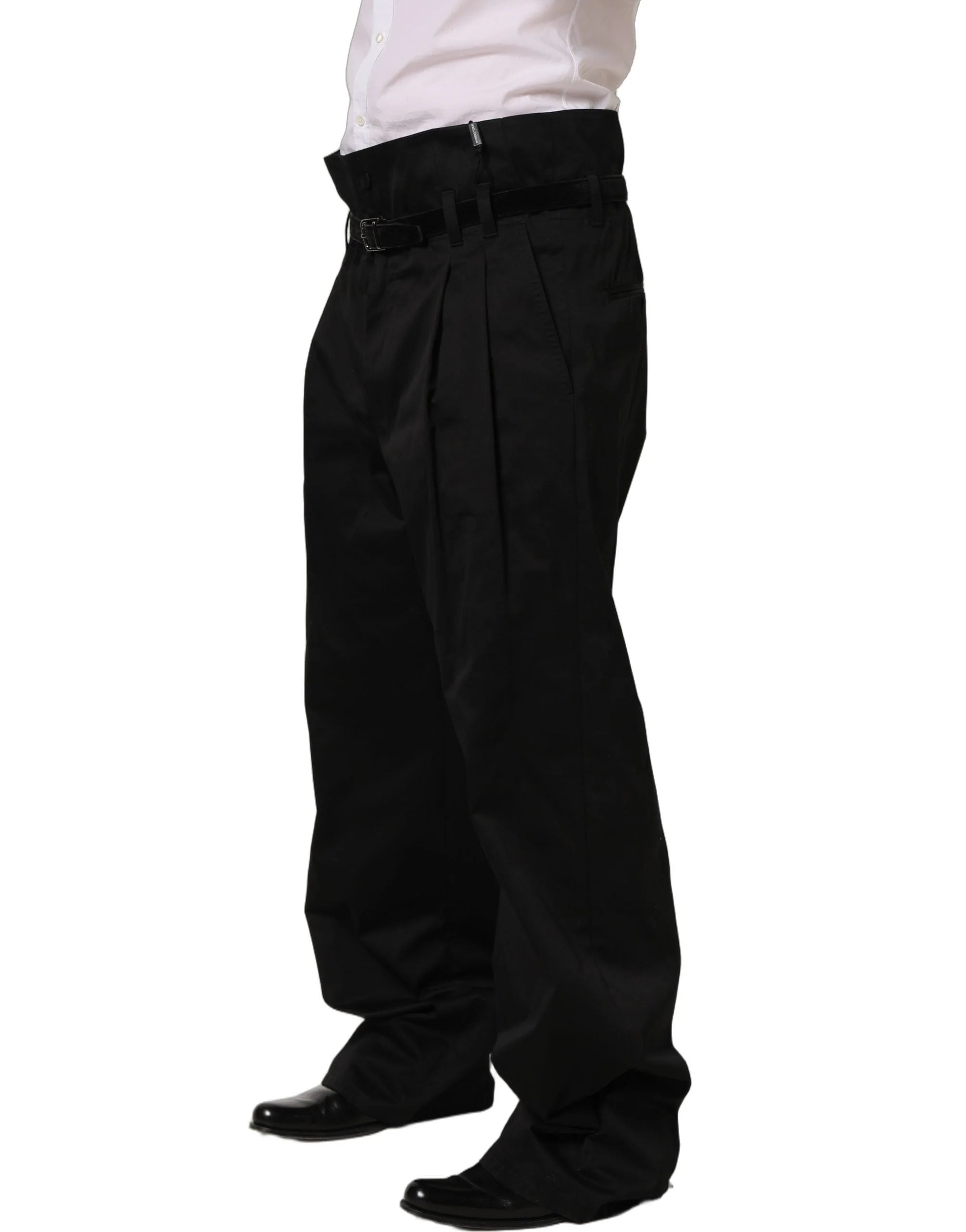 Dolce & Gabbana Black Cotton Straight Leg DressTrouser Pants - IT54 | XL