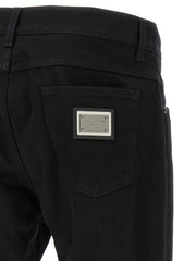 Dolce & Gabbana Black Cotton Straight-Leg Jeans - IT58 | 4XL
