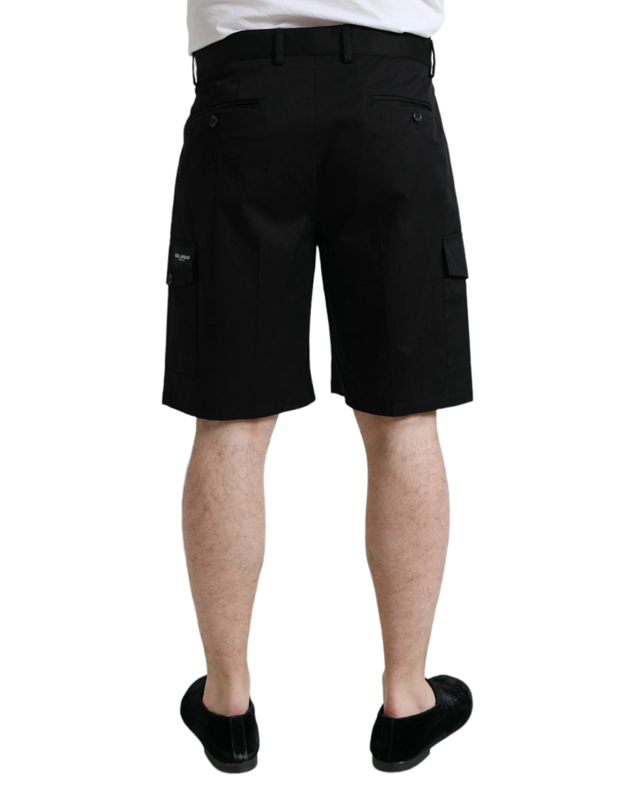 Dolce & Gabbana Black Cotton Stretch Cargo Bermuda Shorts - Bermudas