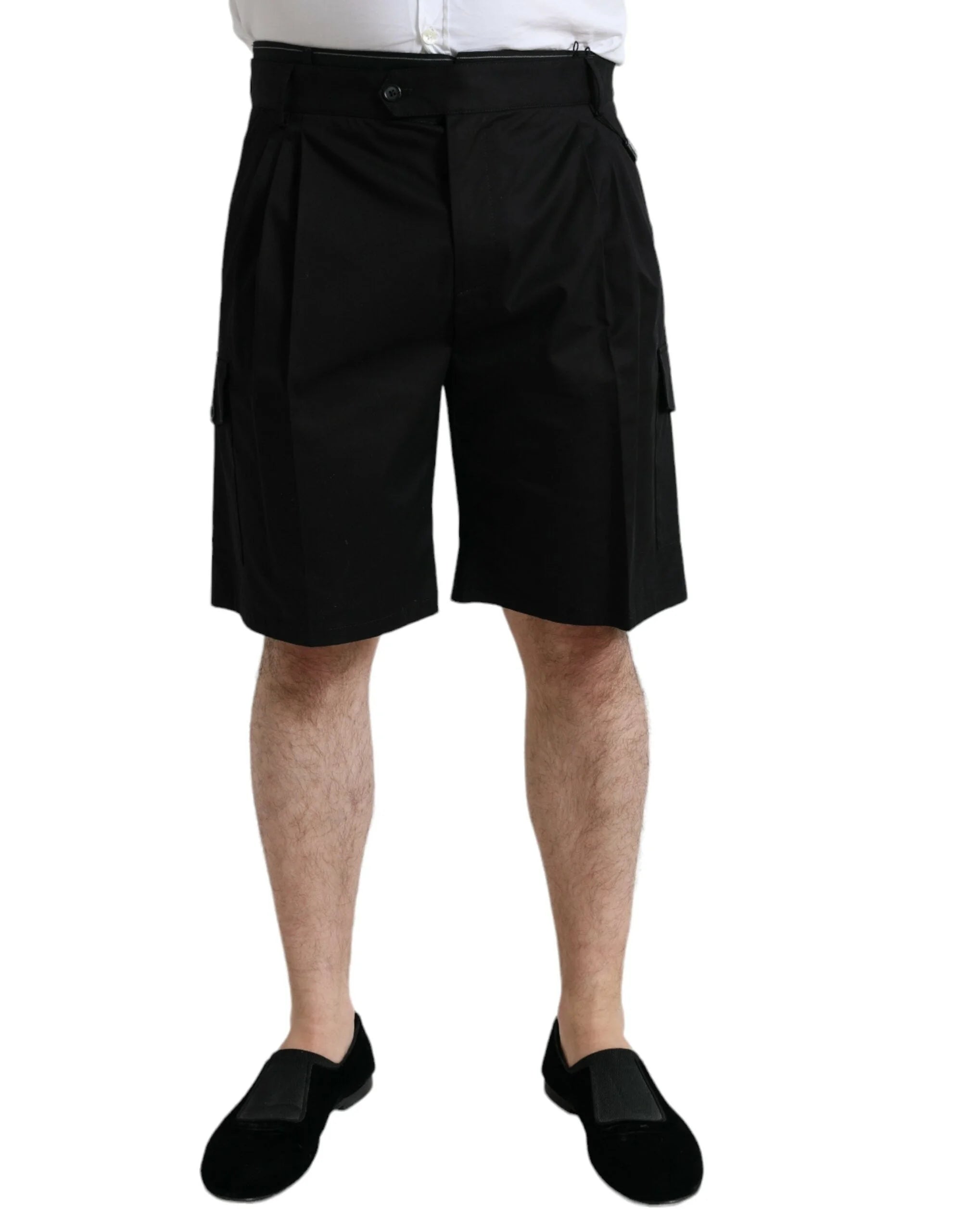 Dolce & Gabbana Black Cotton Stretch Cargo Bermuda Shorts - Bermudas
