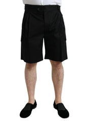 Dolce & Gabbana Black Cotton Stretch Cargo Bermuda Shorts - Bermudas