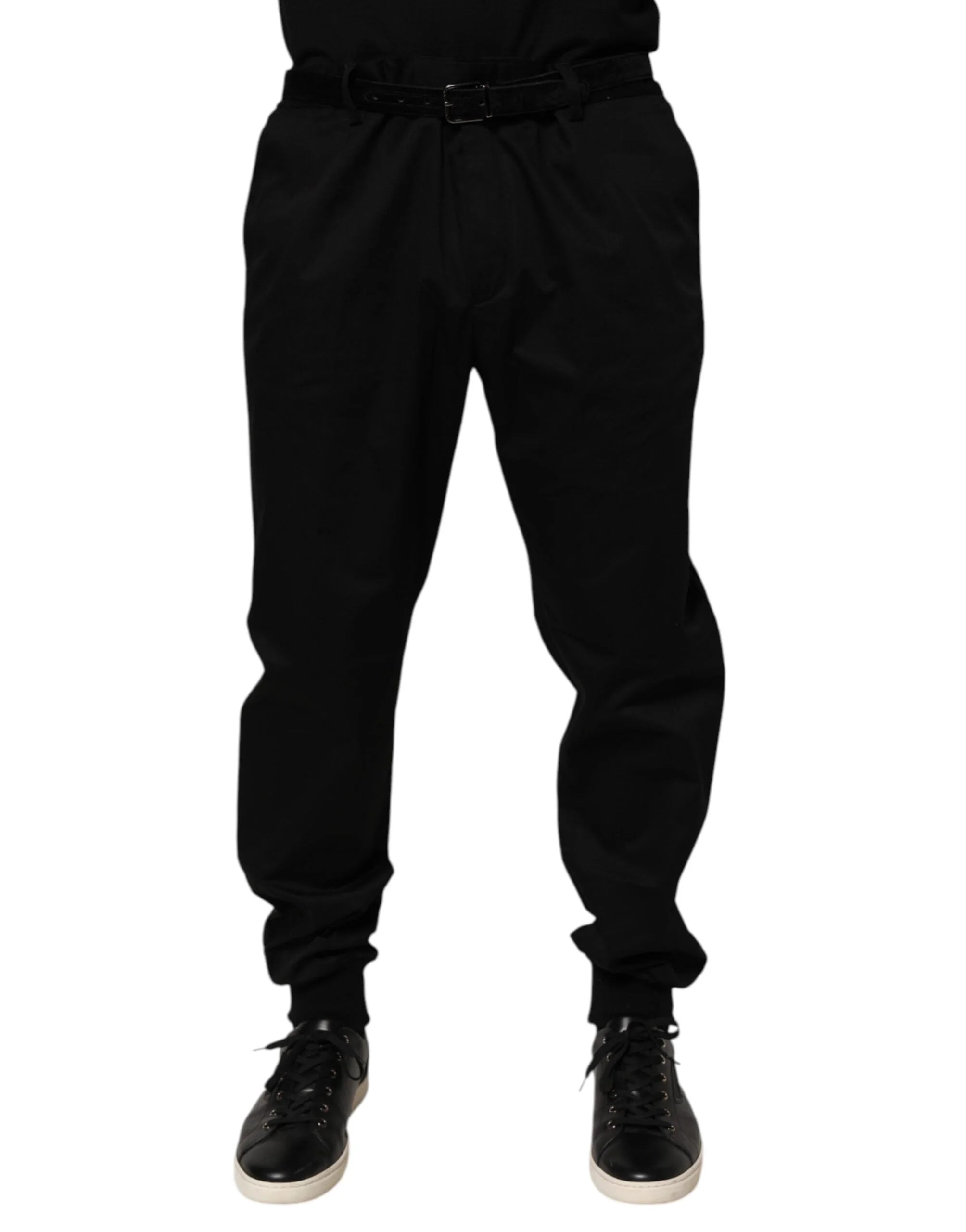 Dolce & Gabbana Black Cotton Stretch Casual Trouser Pants - IT58 | XXL - Trousers