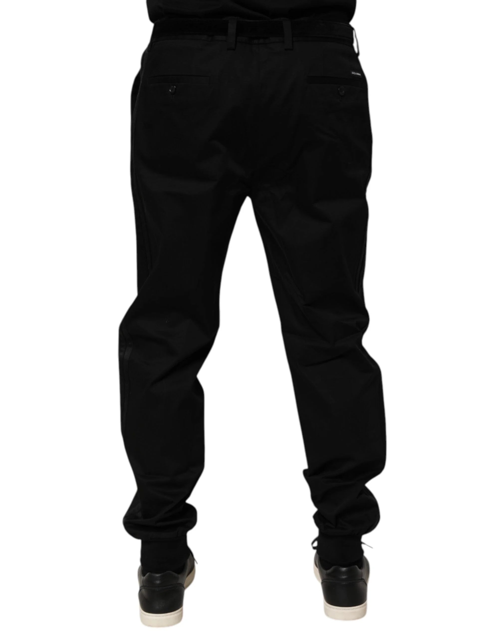 Dolce & Gabbana Black Cotton Stretch Casual Trouser Pants - IT58 | XXL