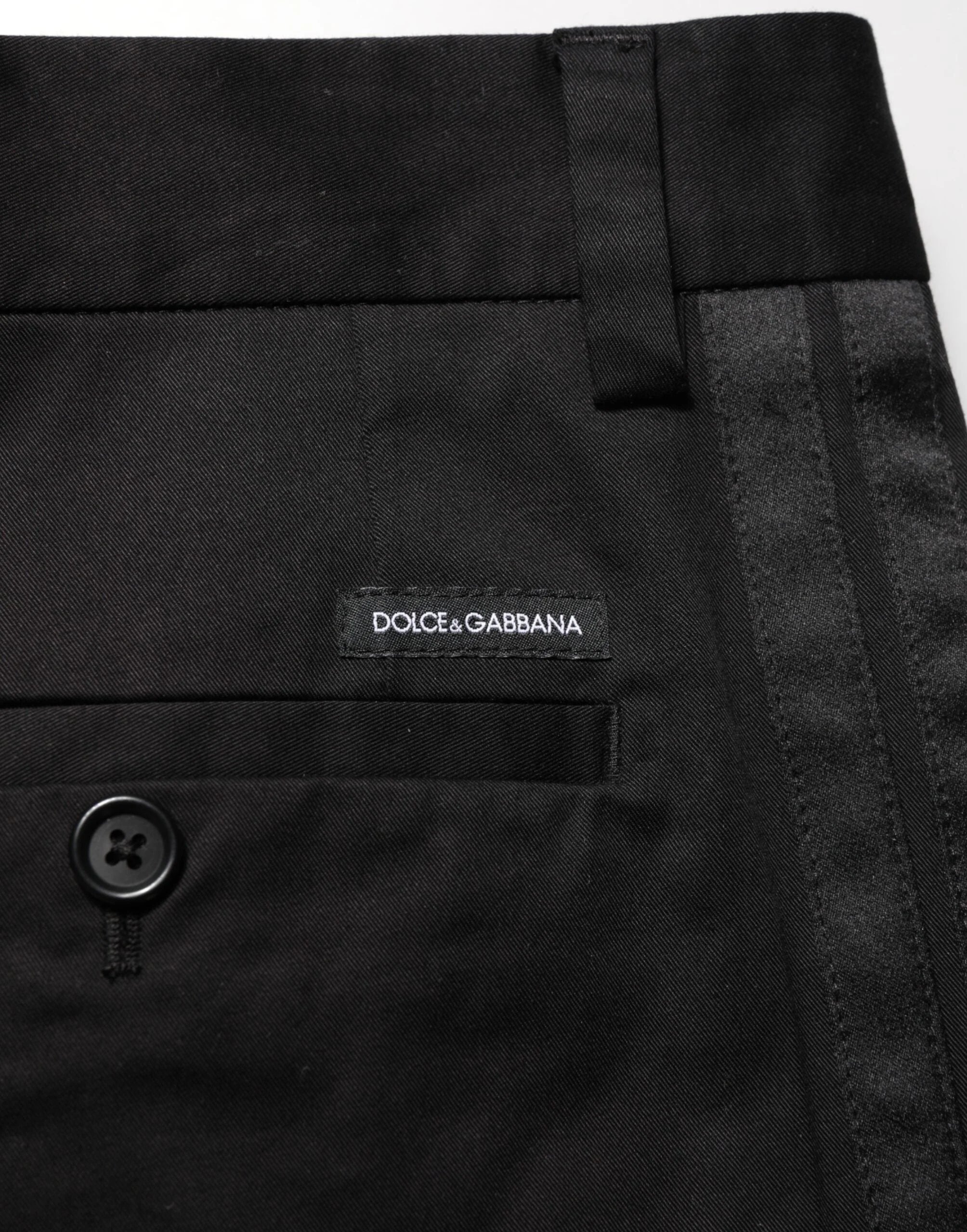 Dolce & Gabbana Black Cotton Stretch Casual Trouser Pants - IT58 | XXL - Trousers