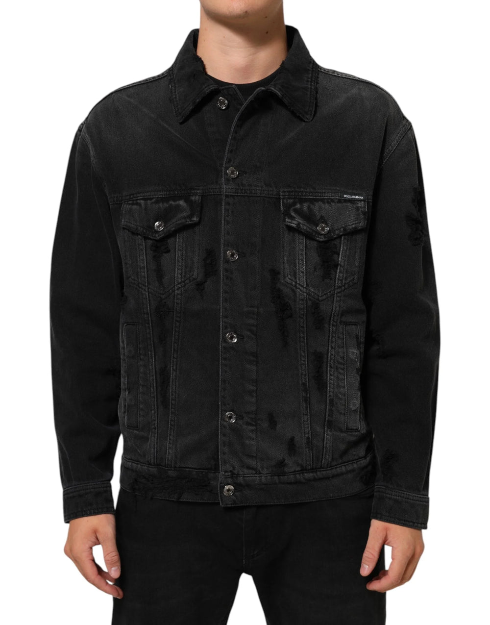 Dolce & Gabbana Black Cotton Stretch Denim Blouson Jacket - IT50 | L - Trucker Jackets
