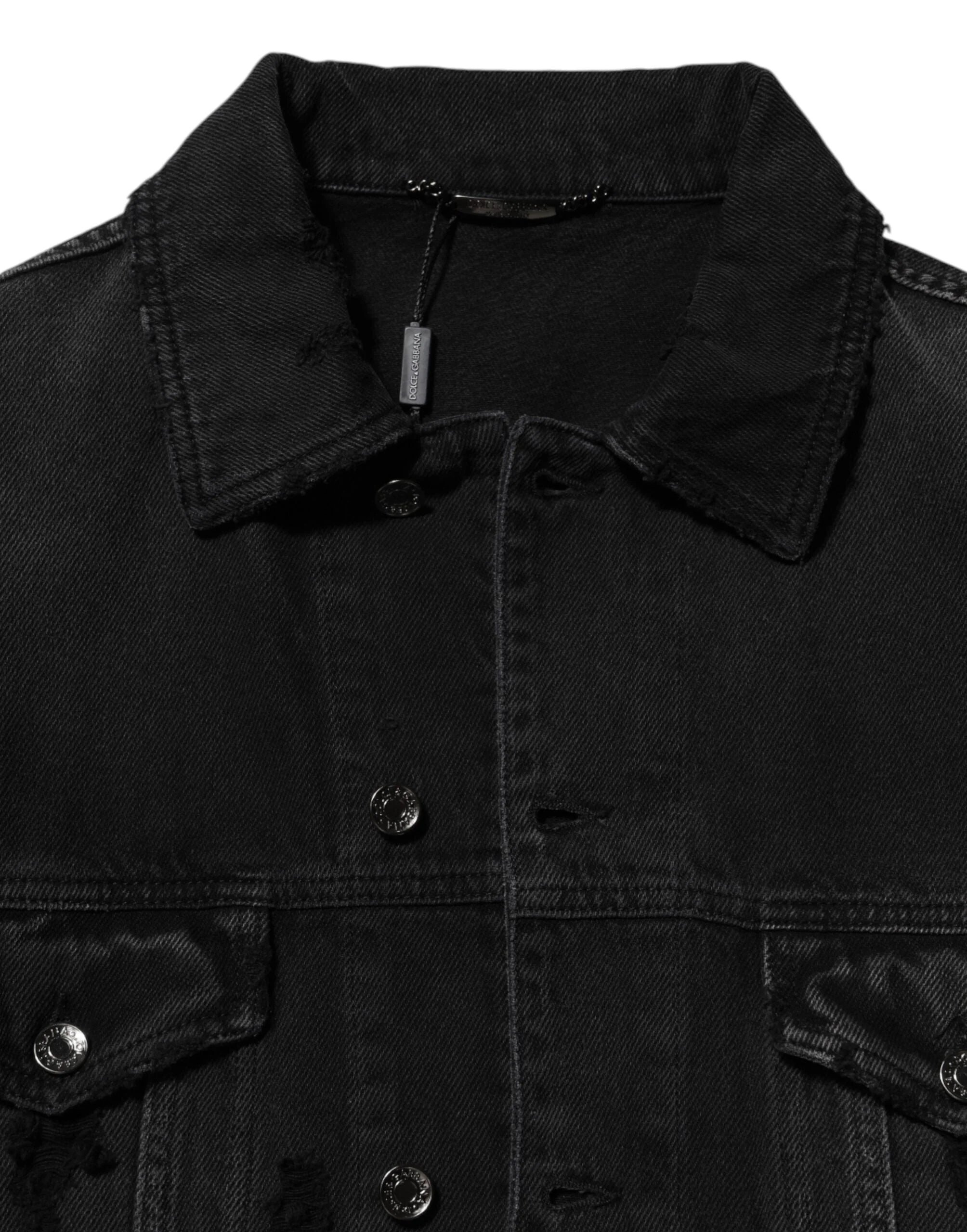 Dolce & Gabbana Black Cotton Stretch Denim Blouson Jacket - IT50 | L - Trucker Jackets