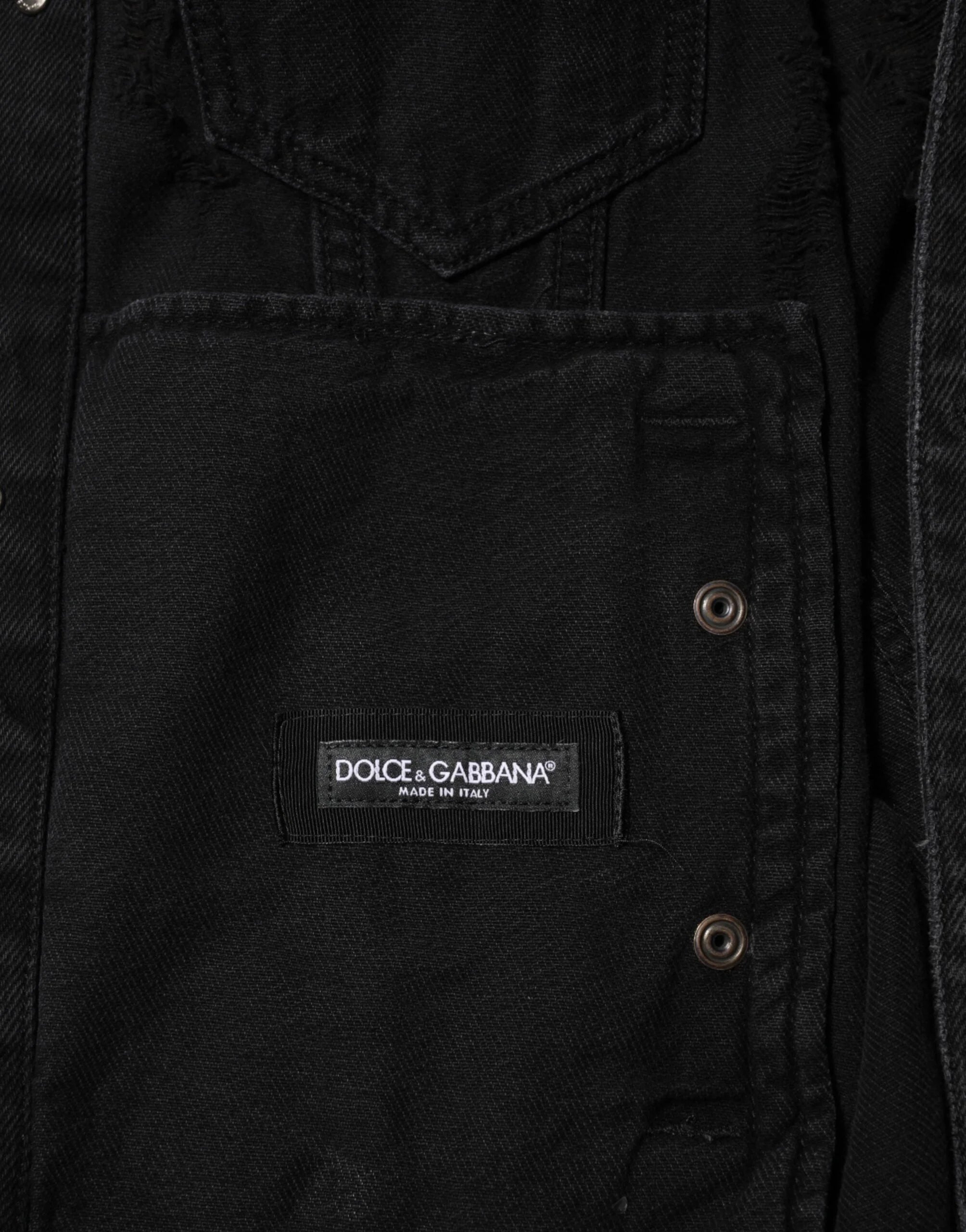Dolce & Gabbana Black Cotton Stretch Denim Blouson Jacket - IT50 | L - Trucker Jackets
