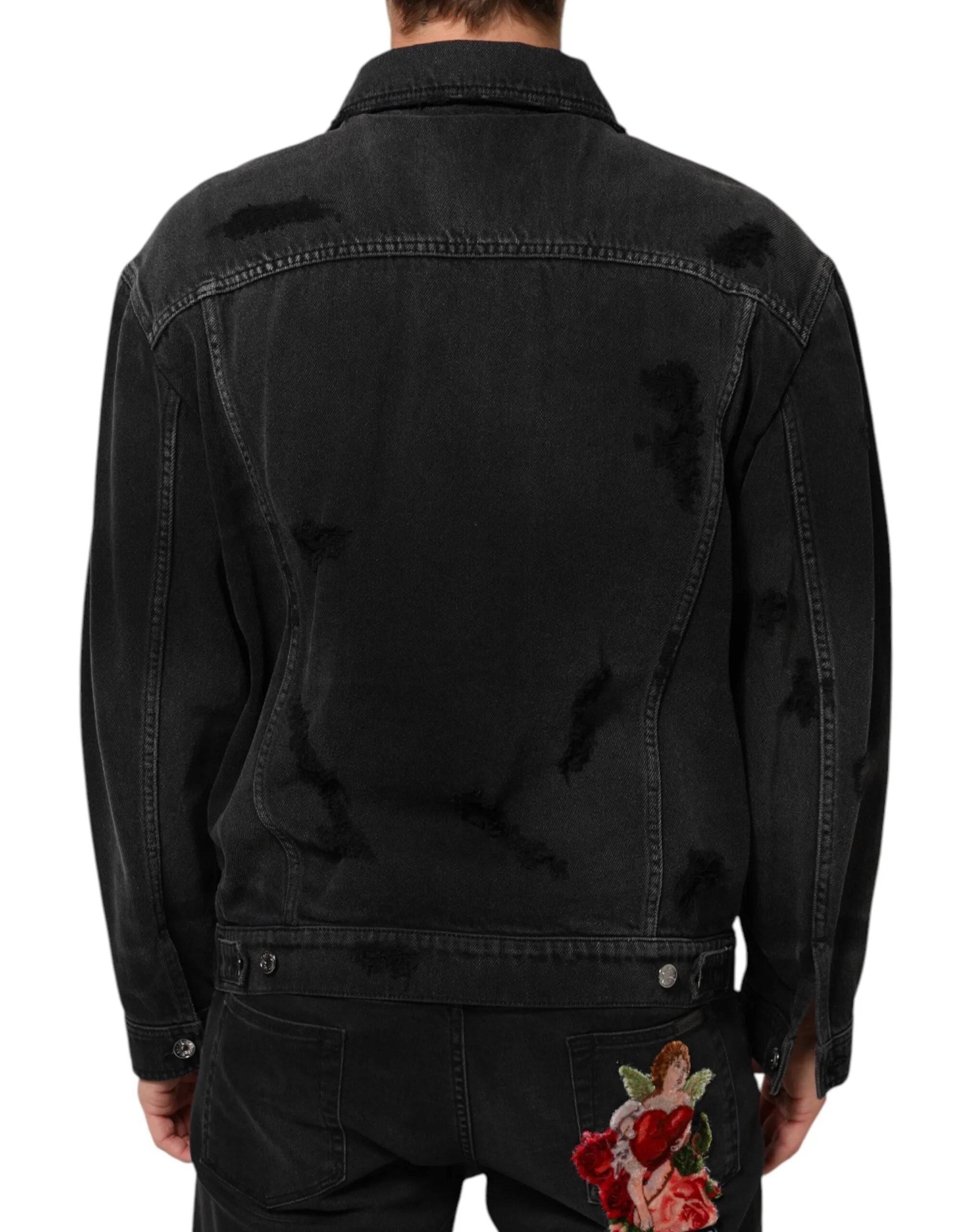Dolce & Gabbana Black Cotton Stretch Denim Blouson Jacket - IT50 | L - Trucker Jackets