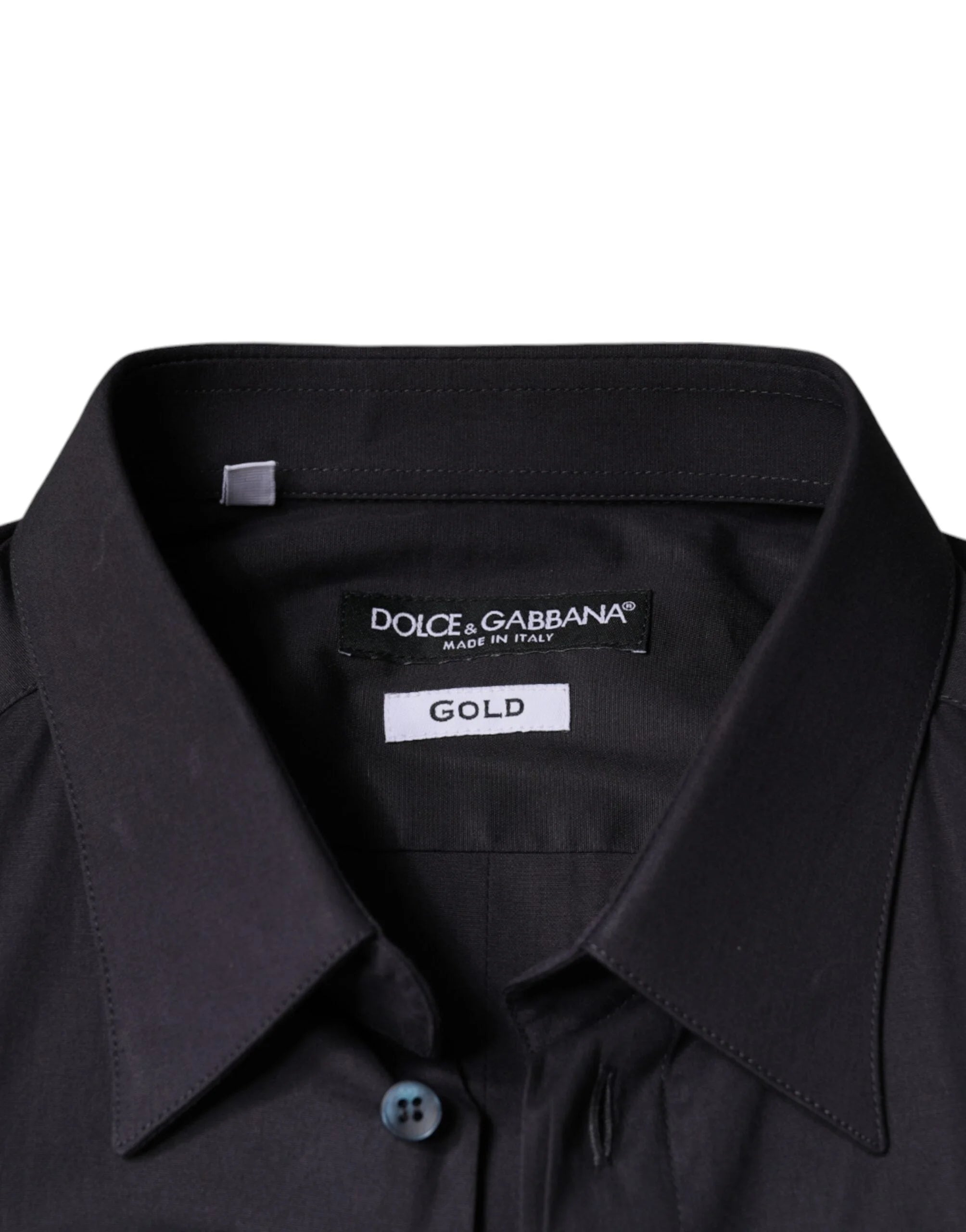 Dolce & Gabbana Black Cotton Stretch Dress GOLD Formal Shirt - IT38 | XS - Shirts