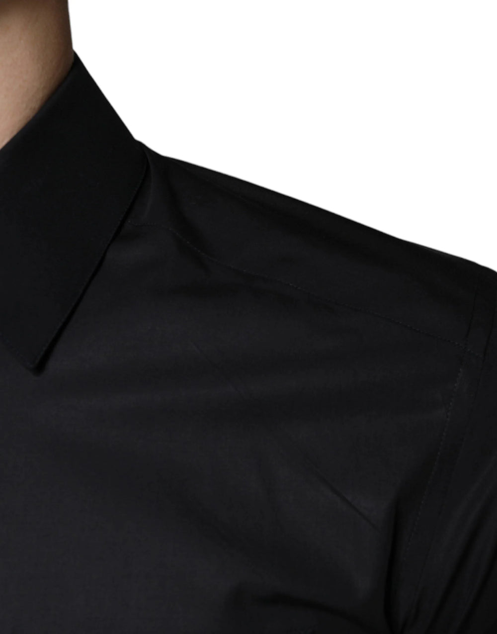 Dolce & Gabbana Black Cotton Stretch Dress GOLD Formal Shirt - IT38 | XS - Shirts