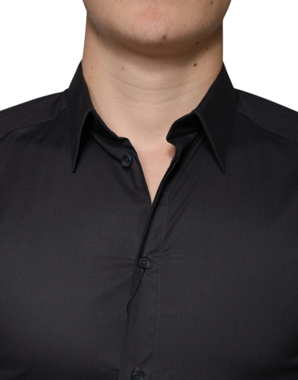 Dolce & Gabbana Black Cotton Stretch Dress GOLD Formal Shirt - IT38 | XS - Shirts