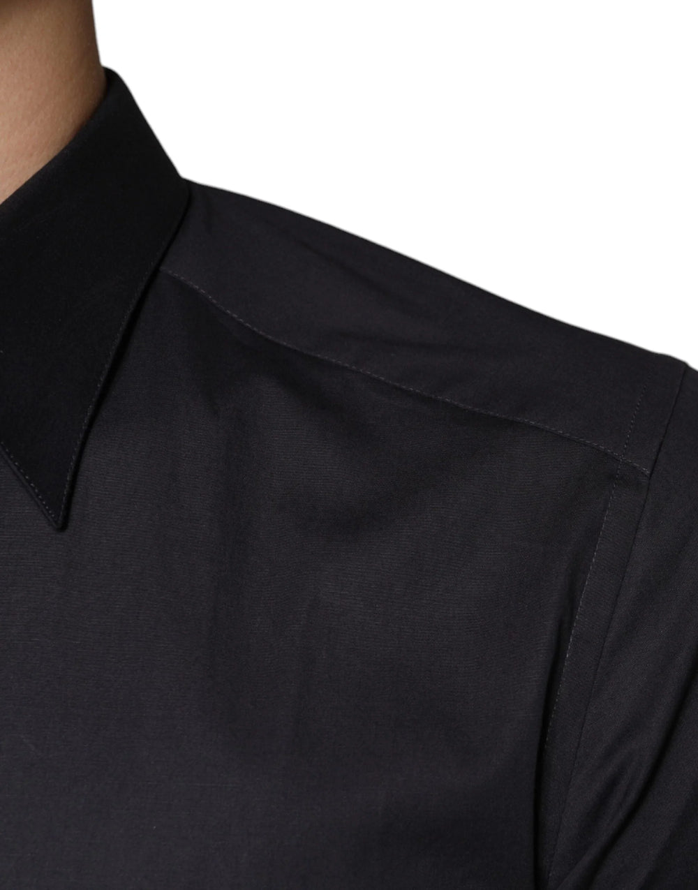 Dolce & Gabbana Black Cotton Stretch Dress GOLD Formal Shirt - IT38 | XS - Shirts