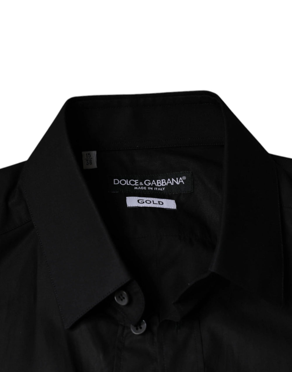 Dolce & Gabbana Black Cotton Stretch Dress GOLD Formal Shirt - IT38 | XS - Shirts