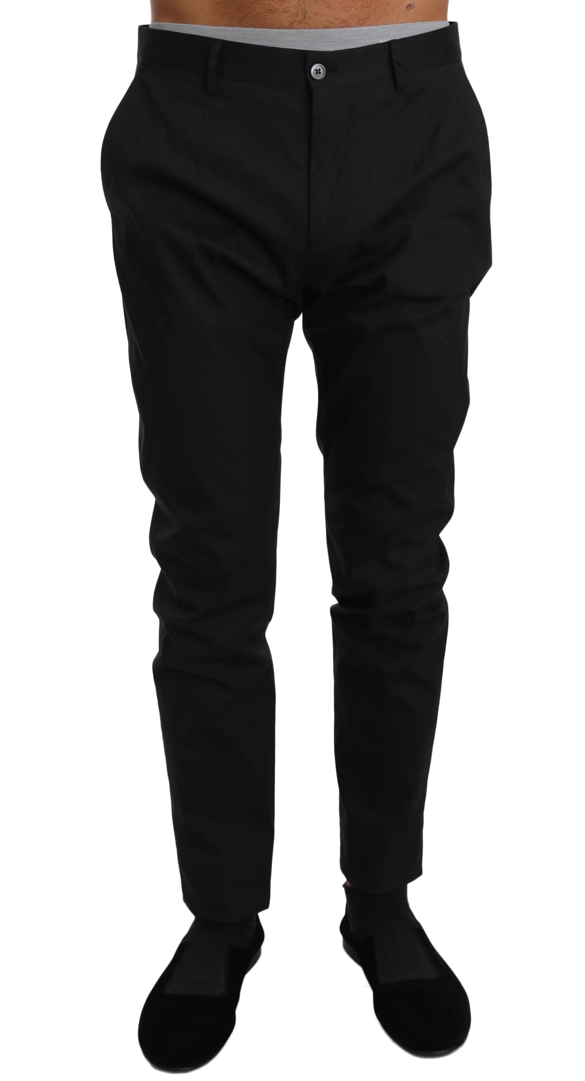 Dolce & Gabbana Black Cotton Stretch Formal Trousers Pants - IT50 | L - Trousers