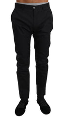 Dolce & Gabbana Black Cotton Stretch Formal Trousers Pants - IT50 | L - Trousers