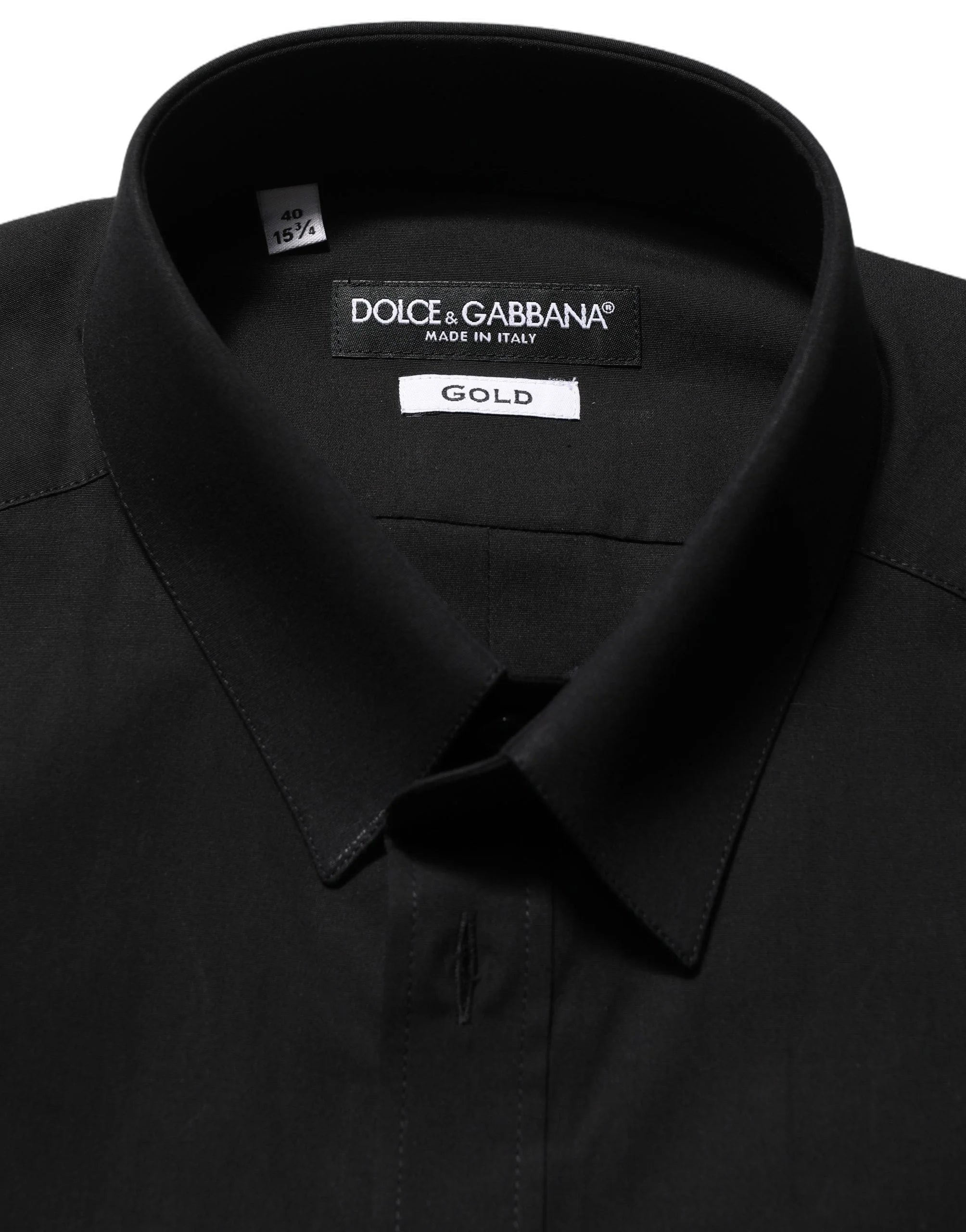 Dolce & Gabbana Black Cotton Stretch GOLD Fit Dress Shirt