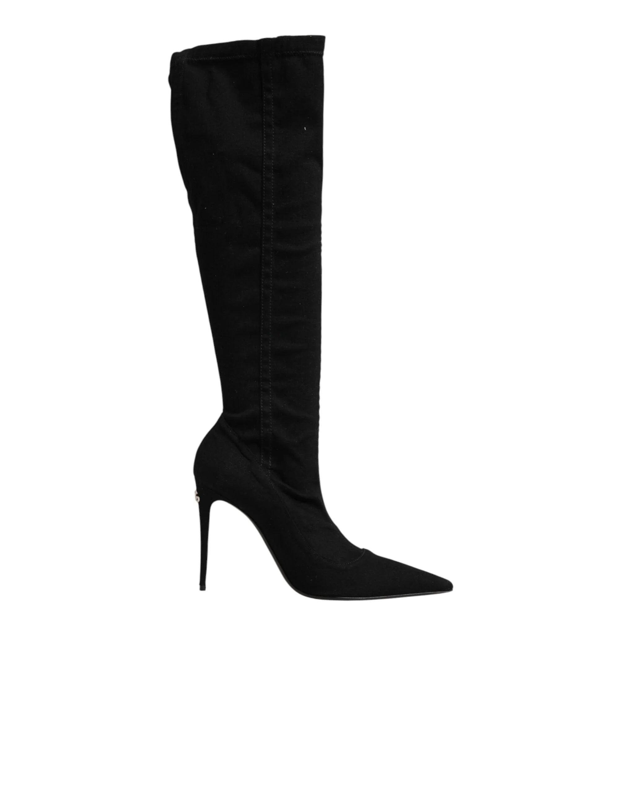 Dolce & Gabbana Black Cotton Stretch High Heels Boots Shoes - EU39/US8.5