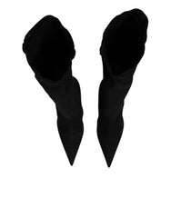 Dolce & Gabbana Black Cotton Stretch High Heels Boots Shoes - EU39/US8.5