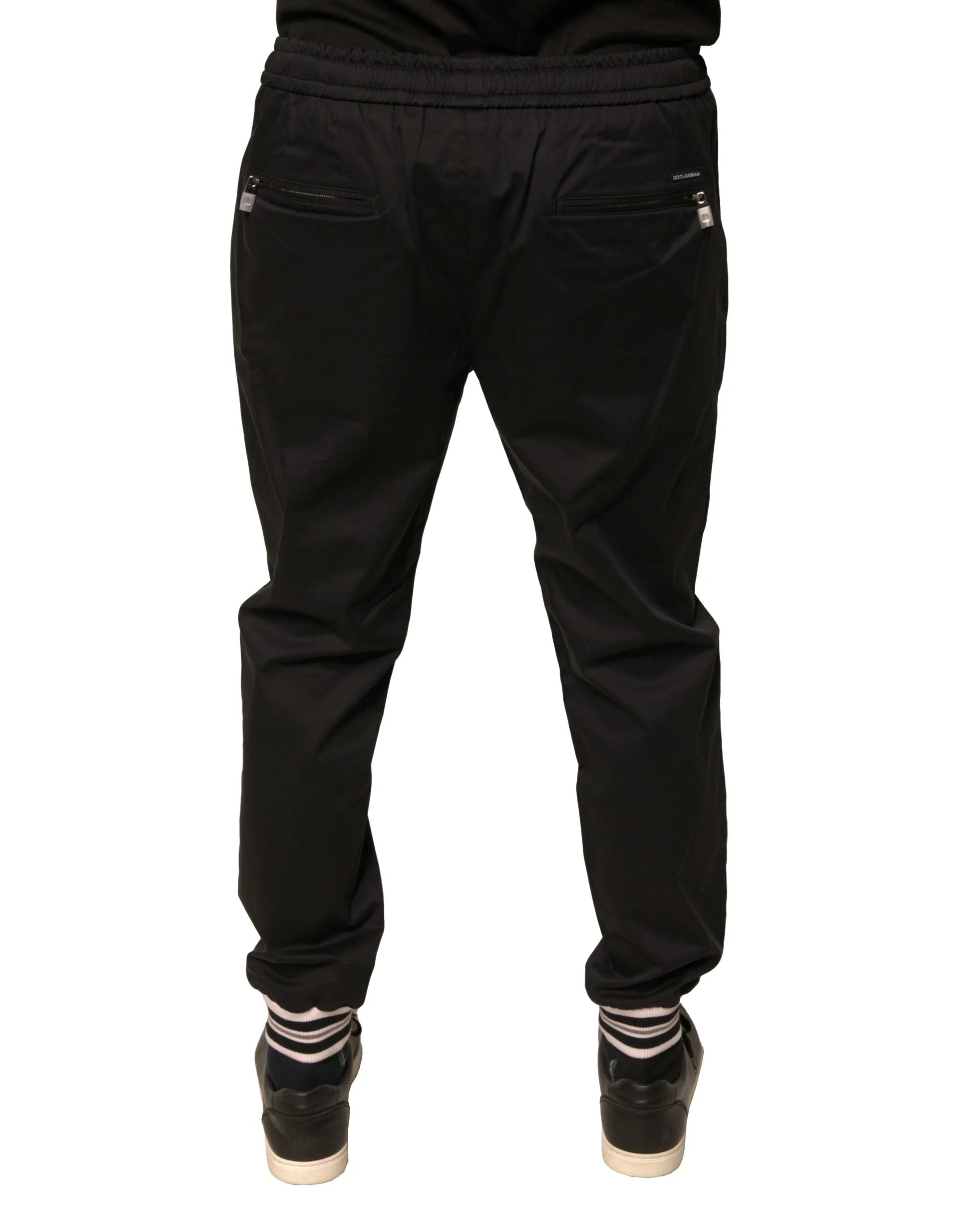 Dolce & Gabbana Black Cotton Stretch Jogger Sweatpants Pants - IT50 | L - Joggers