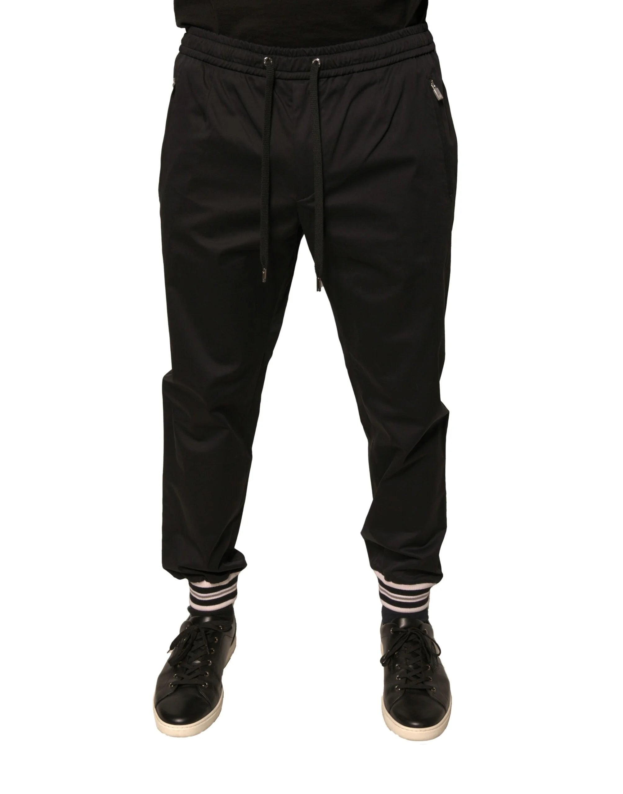 Dolce & Gabbana Black Cotton Stretch Jogger Sweatpants Pants - IT50 | L - Joggers