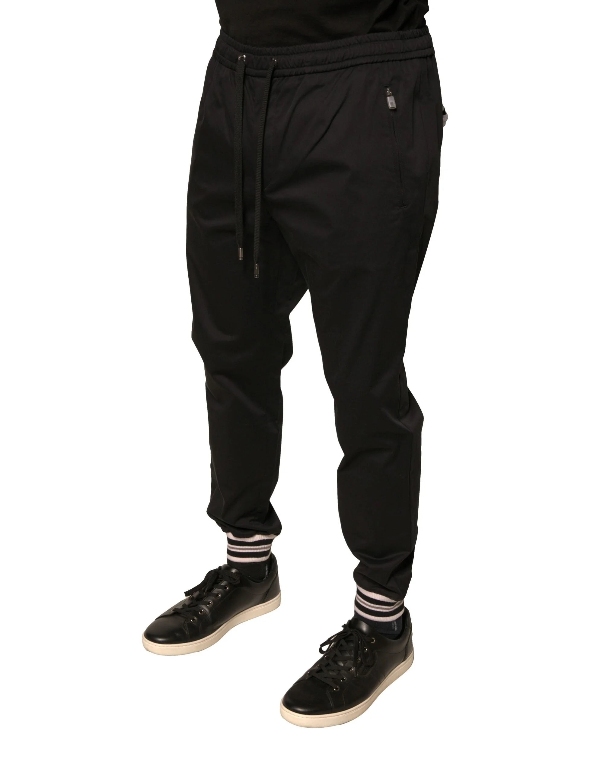 Dolce & Gabbana Black Cotton Stretch Jogger Sweatpants Pants - IT50 | L - Joggers