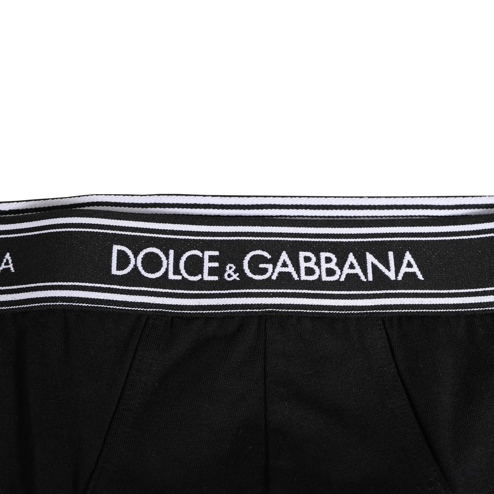 Dolce & Gabbana Black Cotton Stretch Logo Print Brief Underwear - IT4 | S - Briefs