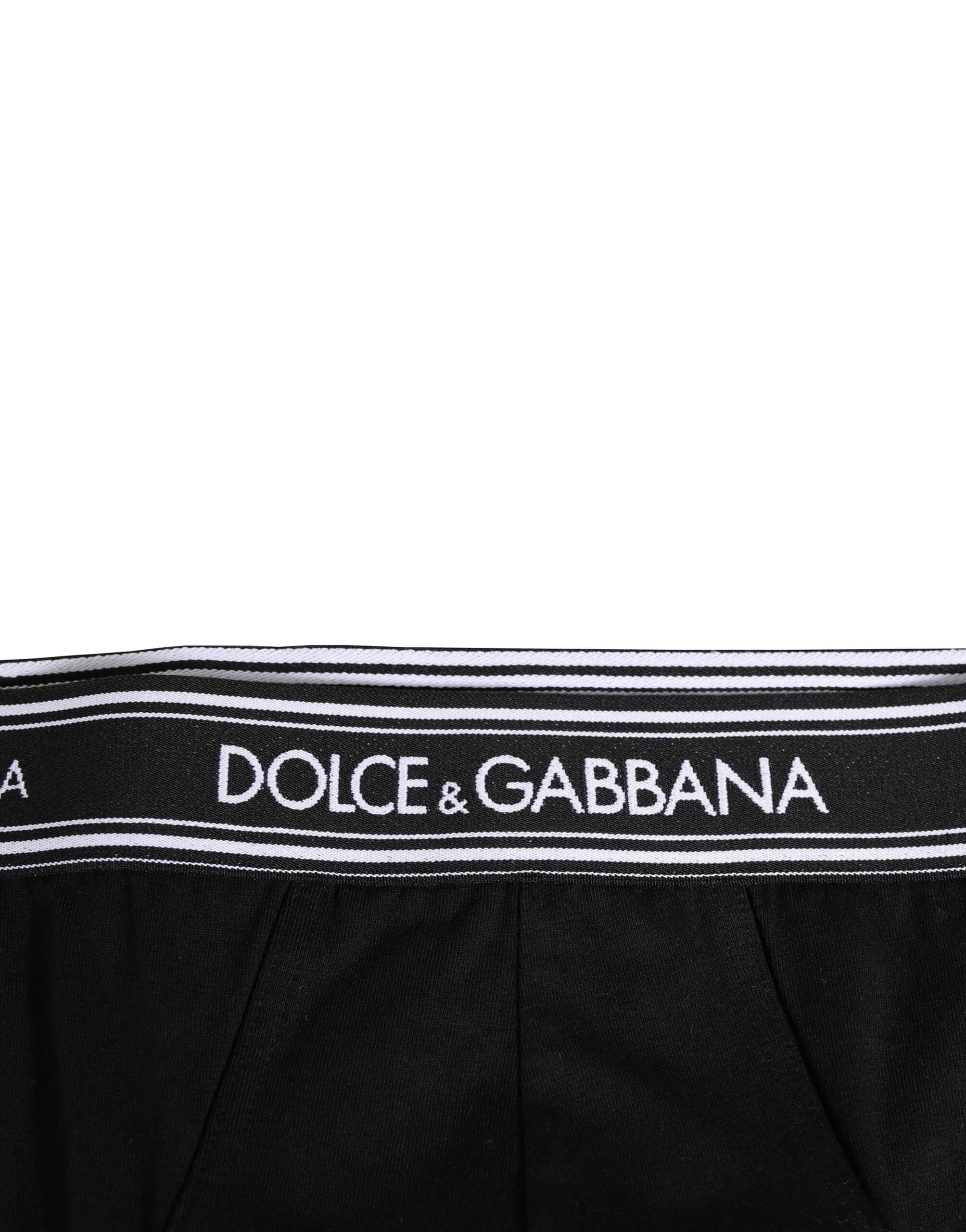 Dolce & Gabbana Black Cotton Stretch Logo Print Brief Underwear - IT4 | S - Briefs