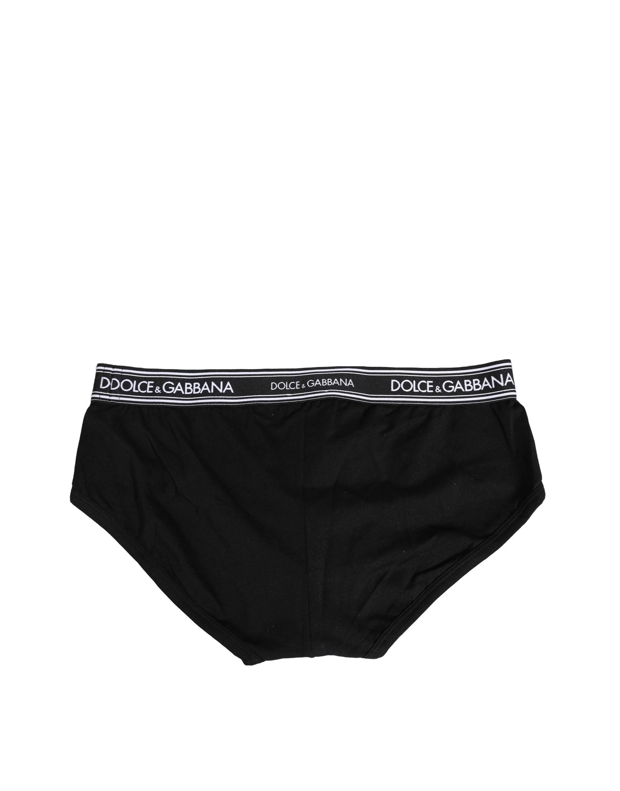 Dolce & Gabbana Black Cotton Stretch Logo Print Brief Underwear - IT4 | S - Briefs