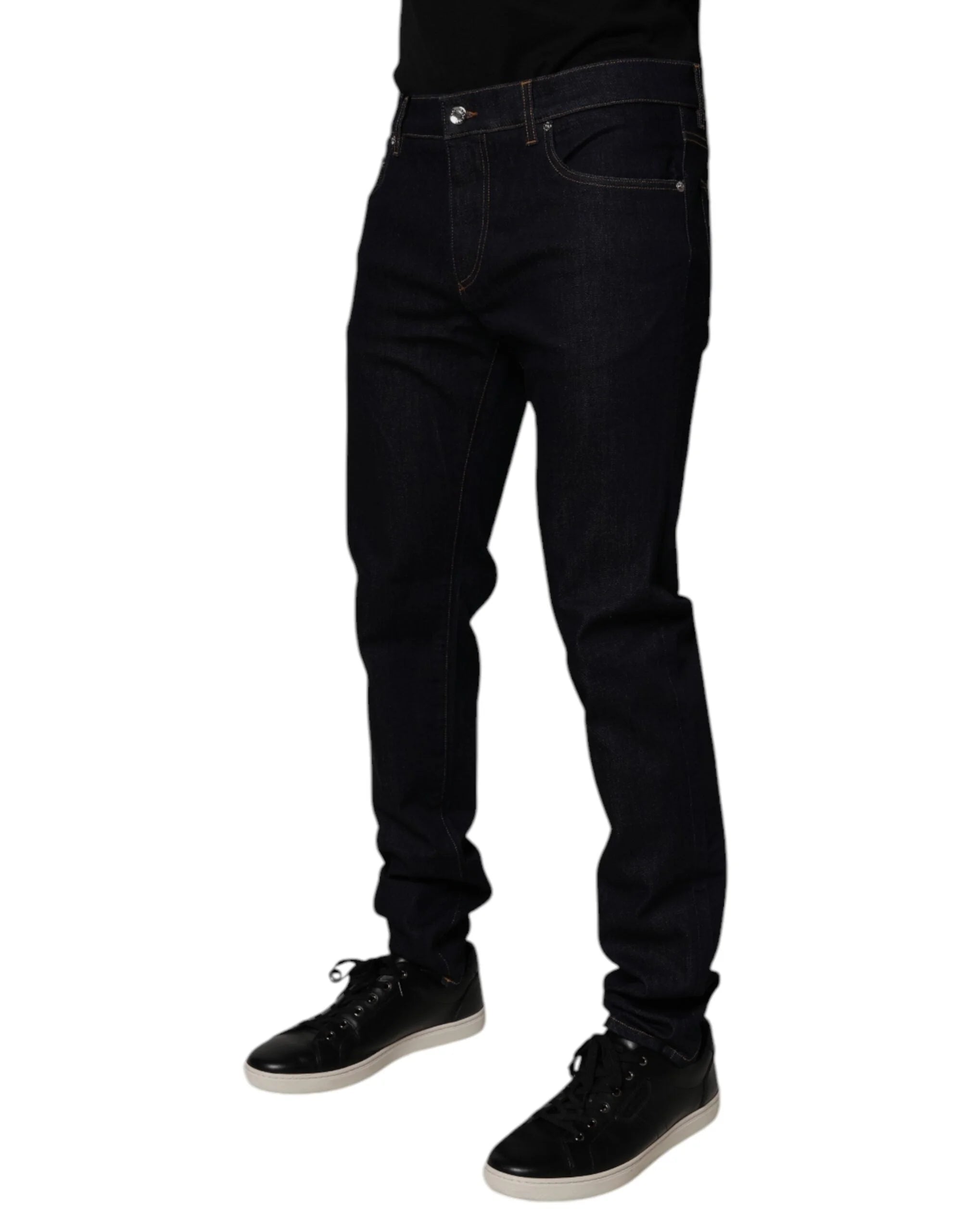 Dolce & Gabbana Black Cotton Stretch Men Skinny Denim Jeans - IT52 | XL