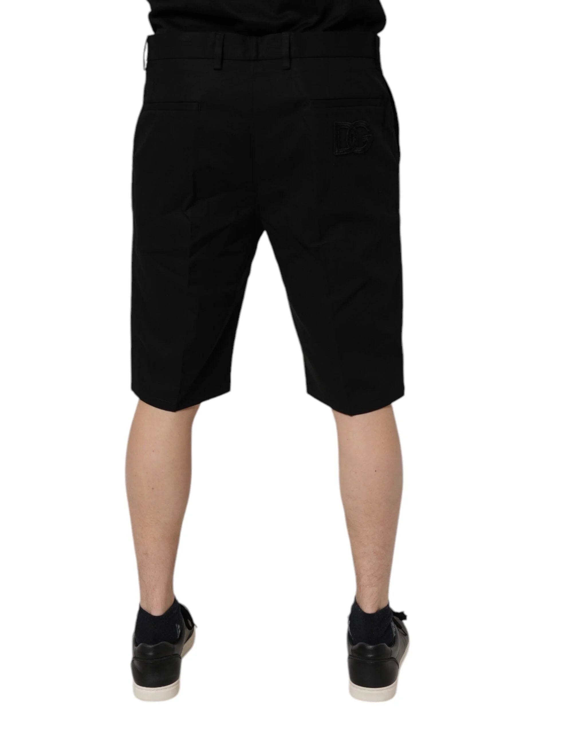Dolce & Gabbana Black Cotton Stretch Mid Waist Bermuda Shorts - Bermudas