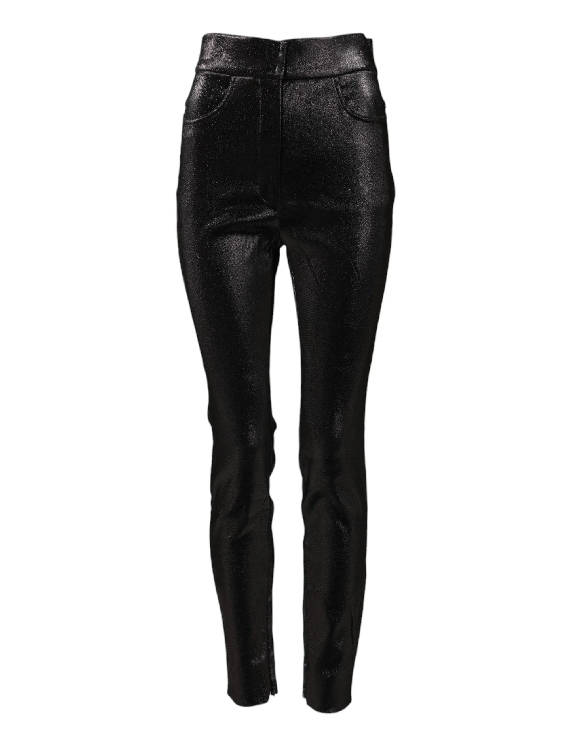 Dolce & Gabbana Black Cotton Stretch Silver Lurex Thread Pants - IT40|S - Trousers