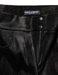 Dolce & Gabbana Black Cotton Stretch Silver Lurex Thread Pants - IT40|S - Trousers