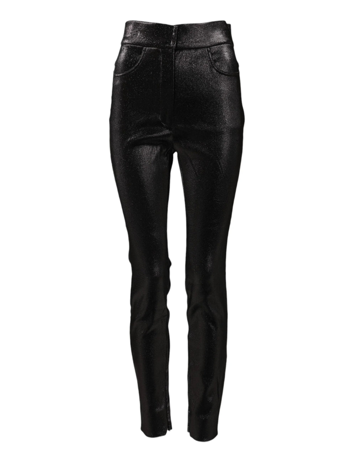 Dolce & Gabbana Black Cotton Stretch Silver Lurex Thread Pants - IT40|S - Trousers