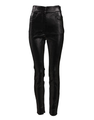 Dolce & Gabbana Black Cotton Stretch Silver Lurex Thread Pants - IT40|S - Trousers
