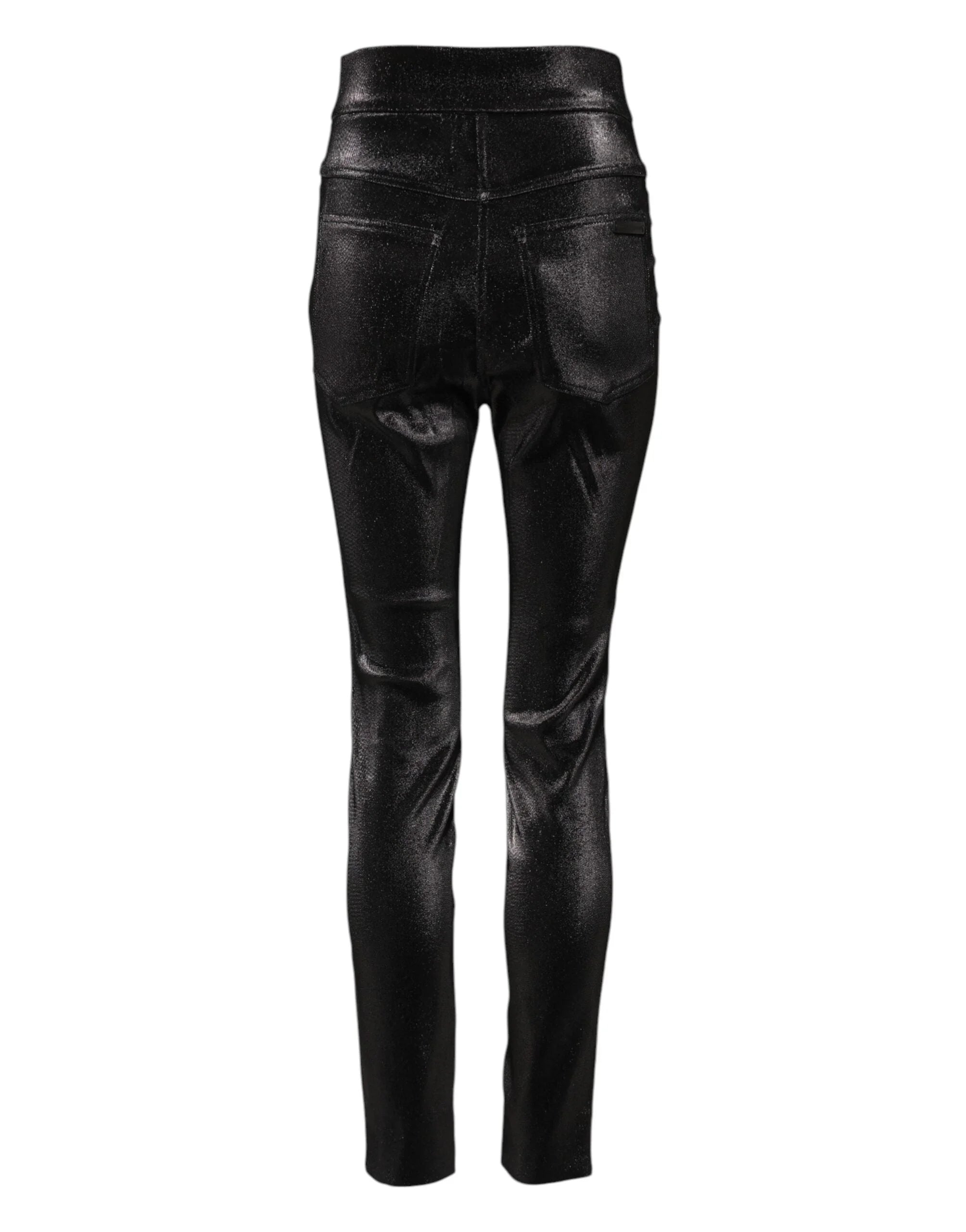 Dolce & Gabbana Black Cotton Stretch Silver Lurex Thread Pants - IT40|S - Trousers