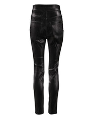 Dolce & Gabbana Black Cotton Stretch Silver Lurex Thread Pants - IT40|S - Trousers