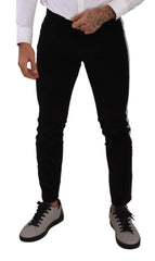 Dolce & Gabbana Black Cotton Stretch Skinny Corduroy Jeans - IT48 | M - Jeans